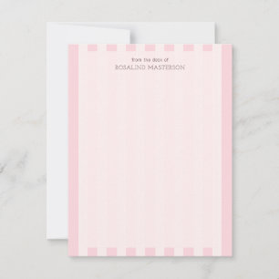 Pastellrosa Streifen Elegantes Monogramm Mitteilungskarte