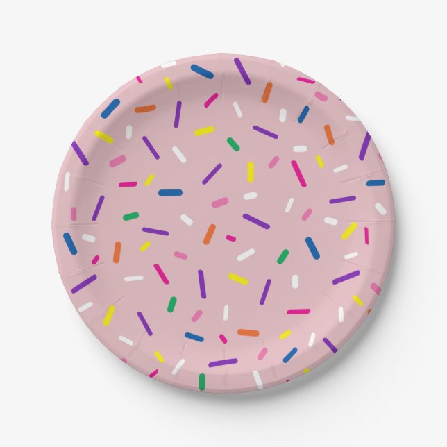 Pastellrosa Streusel-Papierplatte Pappteller (Vorderseite)