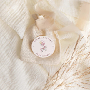 Pastellrosa süße Pferdeballons Mädchen-Baby-Party Runder Aufkleber