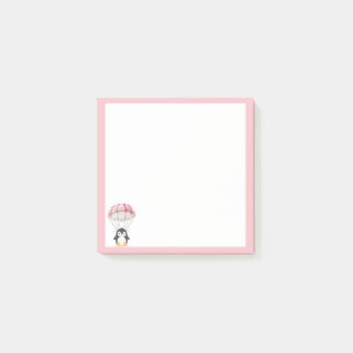 Pastellrosa süße Pinguin-Fallschirm-Notizen Post-it Klebezettel