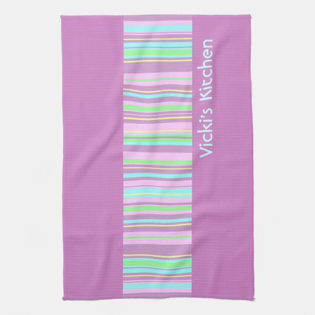 Pastellrosa-Süßigkeits-Streifenküchen-Teetuch Küchentuch (Vertikal)