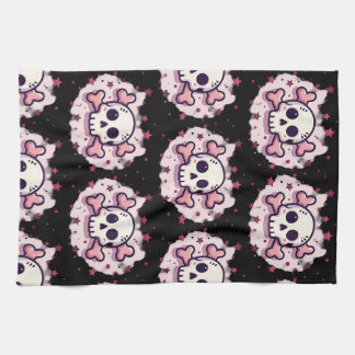 Pastellrosa Totenkopf und gekreuzte Knochen Geschirrtuch