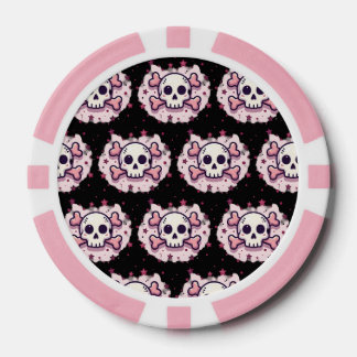 Pastellrosa Totenkopf und gekreuzte Knochen Pokerchips