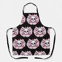 Pastellrosa Totenkopf und gekreuzte Knochen Schürze