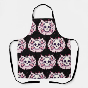 Pastellrosa Totenkopf und gekreuzte Knochen Schürze