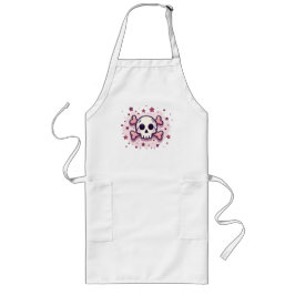 Pastellrosa Totenkopf und Kreuzknochen Lange Schürze