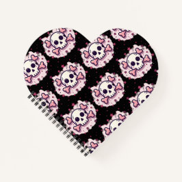 Pastellrosa Totenkopf und Kreuzknochen Notizbuch