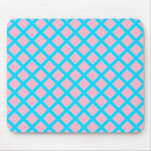 Pastellrosa und Babyblau Diamantmuster Mousepad