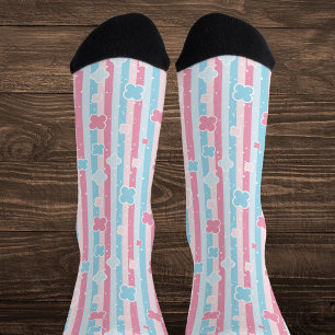 Pastellrosa und blaue Streifen Socken