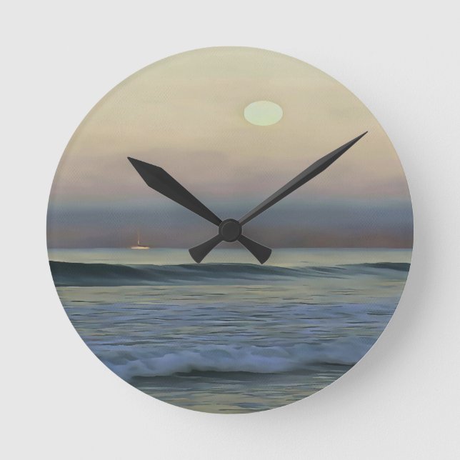 Pastellrosa und Blauer Dalyan Beach Sunset Runde Wanduhr (Vorderseite)