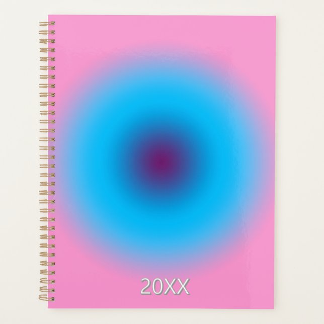 Pastellrosa und blaues Radial Ombre Gradient Custo Planer (Vorderseite)