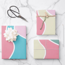 Pastellrosa und blaues Umhüllungspapier Geschenkpapier Set