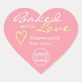 Pastellrosa und Gelbe Liebe-Herzlogos Herz-Aufkleber
