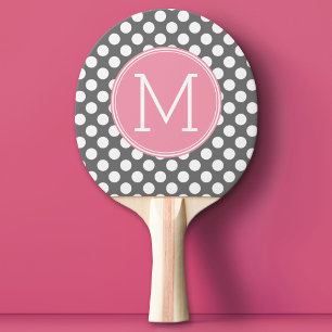 Pastellrosa und graue Polka-Punkte mit benutzerdef Tischtennis Schläger