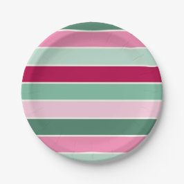 Pastellrosa und grüne Streifen Pappteller