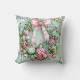 Pastellrosa und grüne Weihnachts-Wurfkissen Kissen