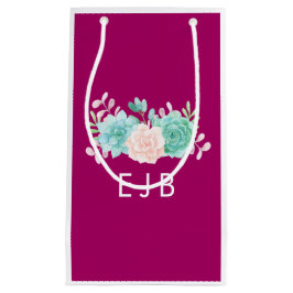 Pastellrosa und grünes Blumenmokett Kleine Geschenktüte