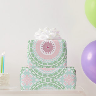 Pastellrosa und grünes Mandala Geschenkpapier