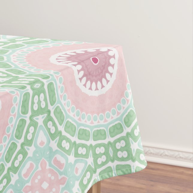 Pastellrosa und grünes Mandala Tischdecke (Beispiel)