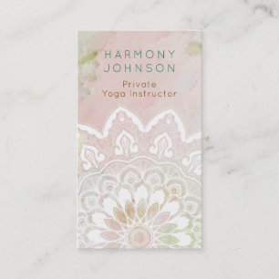 Pastellrosa und grünes Weiß Mandala Serene Visitenkarte