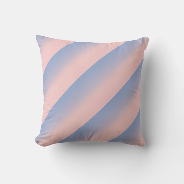 Pastellrosa und Himmelblau gestreifte Orange Kissen (Vorderseite)
