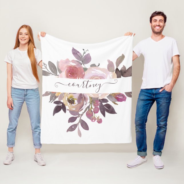 Pastellrosa und lila blumenreich personalisiert fleecedecke (Beispiel)
