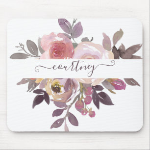 Pastellrosa und lila blumenreich personalisiert mousepad