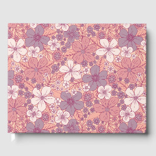 Pastellrosa und Lila Blüten Gästebuch