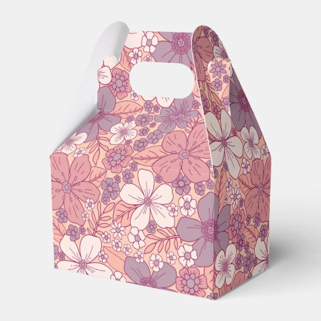 Pastellrosa und Lila Blüten Geschenkschachtel (Vorderseite)