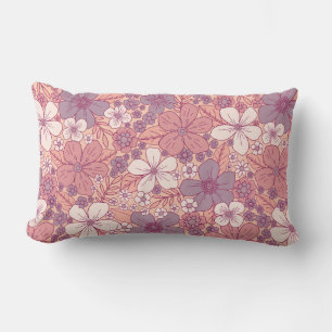 Pastellrosa und Lila Blüten Lendenkissen