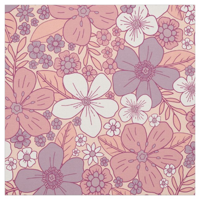 Pastellrosa und Lila Blüten Stoff (Muster)