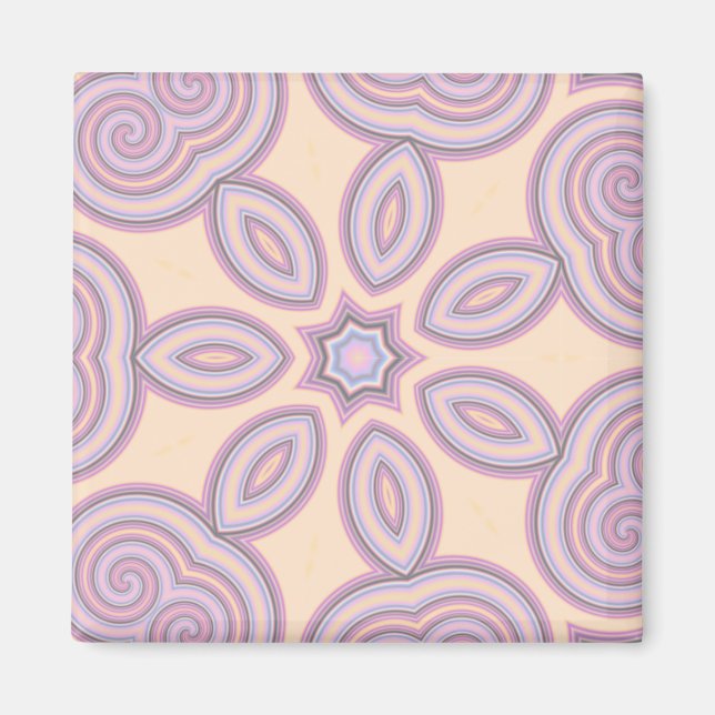 Pastellrosa und Lila Kaleidoskopmuster Magnet (Vorne)