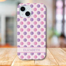 Pastellrosa und Lila Polka Dots Individuelle Name