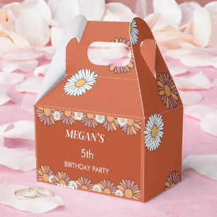 Pastellrosa und orange Daisy Blumenmuster Geschenkschachtel