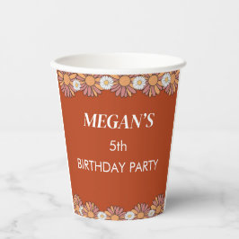 Pastellrosa und orange Daisy Blumenmuster Pappbecher