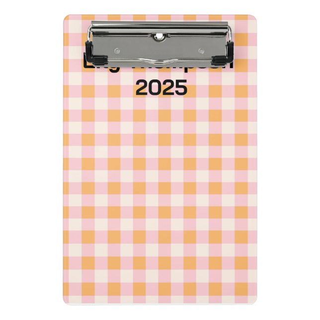 Pastellrosa und orange Quadrate Planner Mini Klemmbrett (Vorderseite)