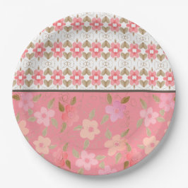 Pastellrosa und Pfirsich Pappteller