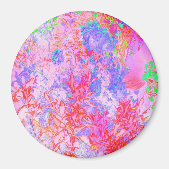 Pastellrosa und Rot mit Blauem Hydrangea Landschaf Magnet (Vorne)