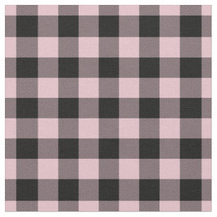 Pastellrosa und schwarzes Karo Gingham Stoff