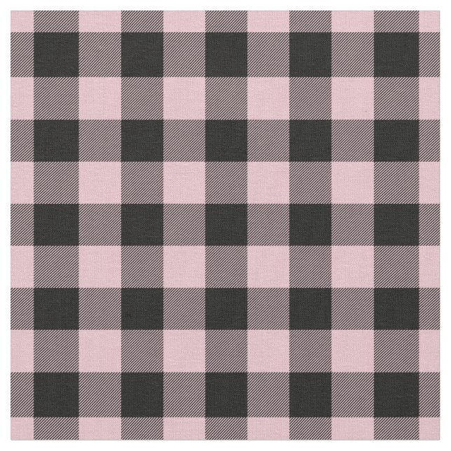 Pastellrosa und schwarzes Karo Gingham Stoff (Nahaufnahme)