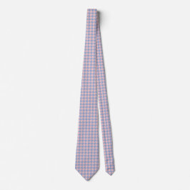 Pastellrosa und Sky Blue Hahnentrittmuster Krawatte