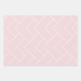 Pastellrosa und Weiß Gemustert Geschenkpapier Set