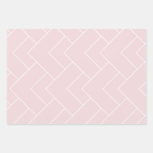 Pastellrosa und Weiß Gemustert Geschenkpapier Set
