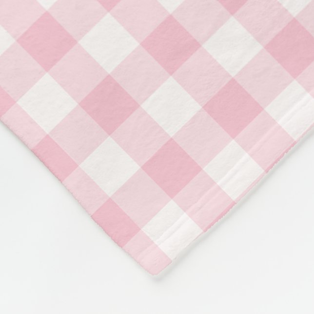 Pastellrosa-und Weiß-Gingham überprüftes Muster Fleecedecke (Ecke)