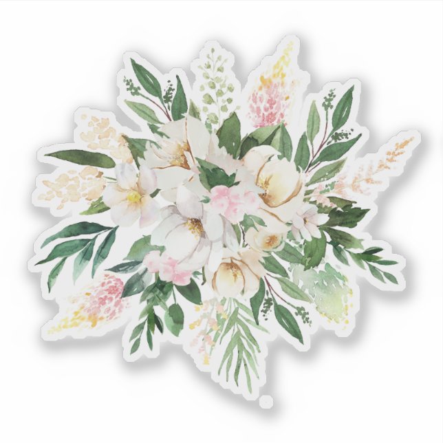 Pastellrosa und weiße Blume Aufkleber (Vorderseite)