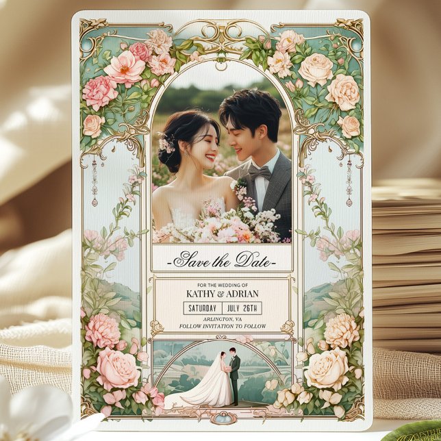 Pastellrosa und weiße Blütenhochzeit Sichern Sie d Einladung (Von Creator hochgeladen)
