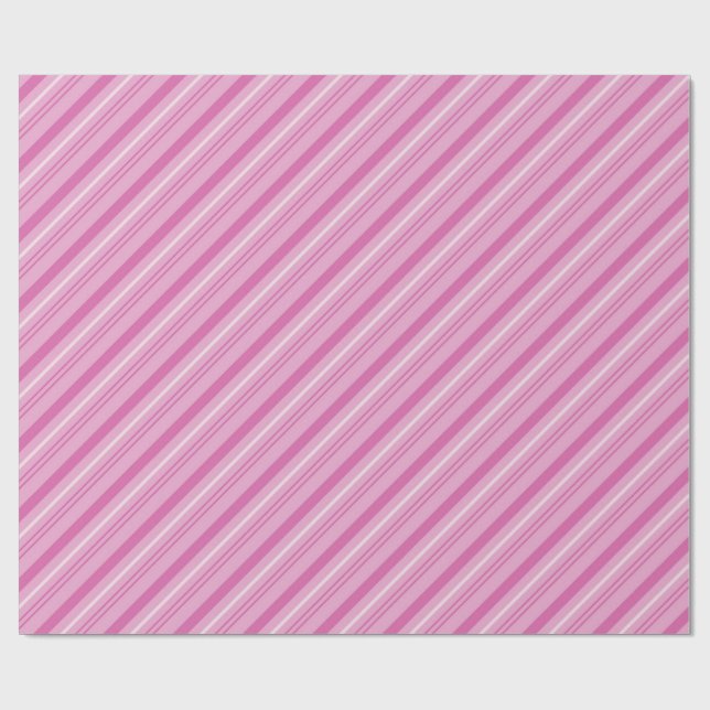 Pastellrosa und weiße Candy Cane Streifen Geschenkpapier (Flach)