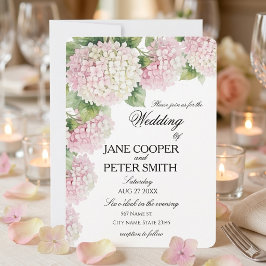 Pastellrosa und weiße Hortensien Hochzeit auf klei Einladung