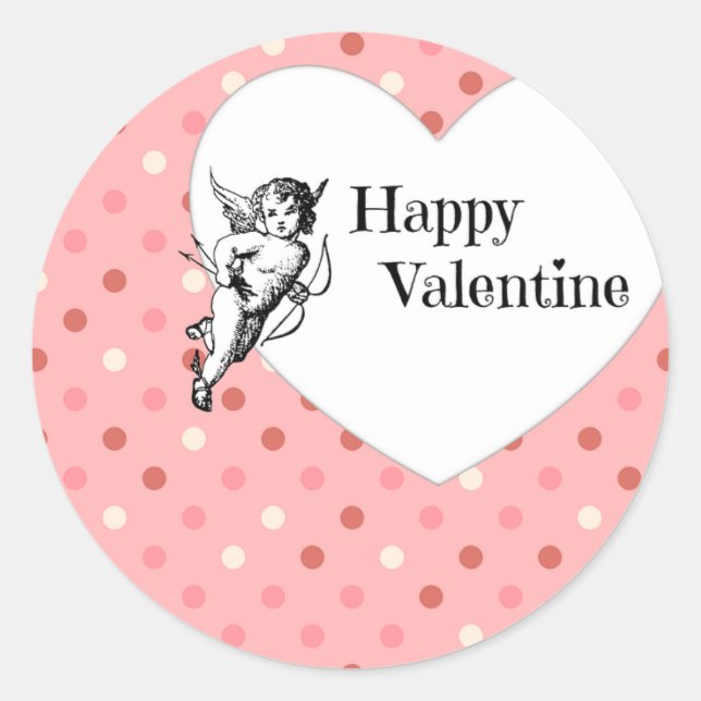 Pastellrosa Valentinherz Runder Aufkleber (Vorderseite)