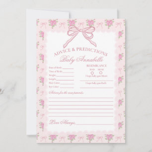 Pastellrosa Vintage-Blumenmuster Babyratgeberkarte Einladung